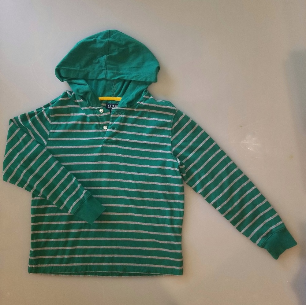 Chaps Medium 10/12 Hooded Long Sleeve Henley EUC